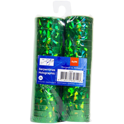 Groene Serpentines Holografisch 4m 18 ringen 2st van Folat koop je bij Partywinkel