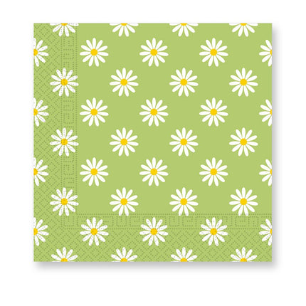 Groene Servetten Madeliefjes 33cm 20st van Procos koop je bij Partywinkel