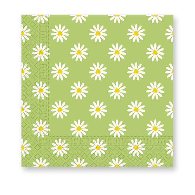 Groene Servetten Madeliefjes 33cm 20st van Procos koop je bij Partywinkel