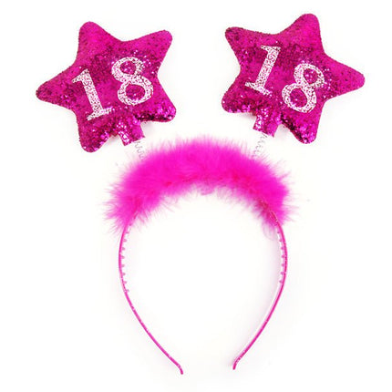 Haarband 18 Jaar Sterren Roze van Partydeco koop je bij Partywinkel