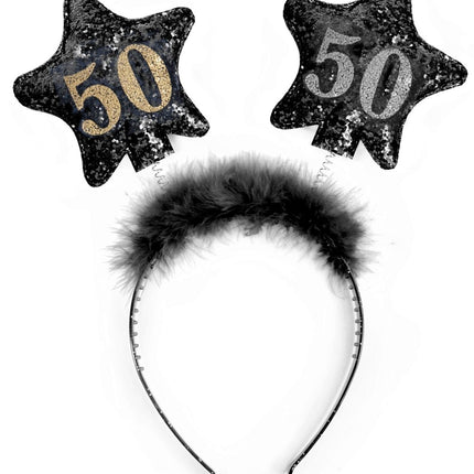 Haarband 50 Jaar Sterren Zwart van Partydeco koop je bij Partywinkel