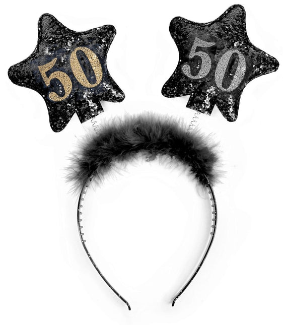 Haarband 50 Jaar Sterren Zwart van Partydeco koop je bij Partywinkel