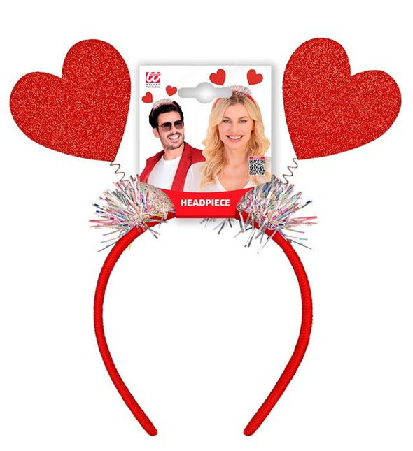 Haarband Hartjes Glitter Rood van Widmann koop je bij Partywinkel