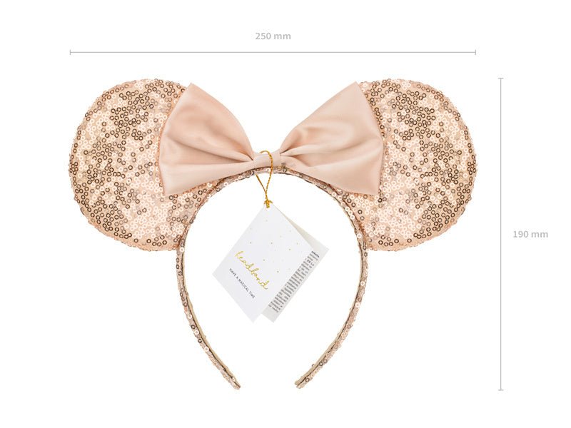 Haarband Muizen Oren Rose Goud 25cm van Partydeco koop je bij Partywinkel