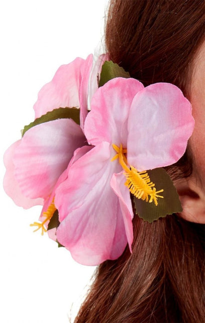 Haarbloem Lichtroze 14cm van Smiffys koop je bij Partywinkel