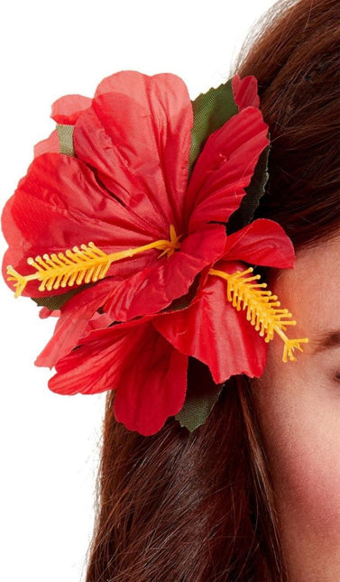 Haarbloem Rood Deluxe 14cm van Smiffys koop je bij Partywinkel