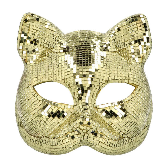 Halfmasker Disco cat goud van Boland koop je bij Partywinkel
