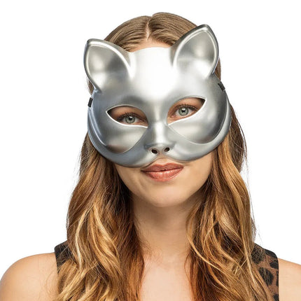 Halfmasker Kitty zilver van Boland koop je bij Partywinkel