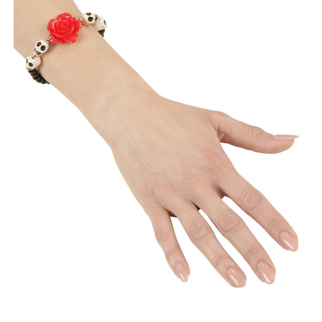 Halloween Armband Schedels Met Roos van Widmann koop je bij Partywinkel