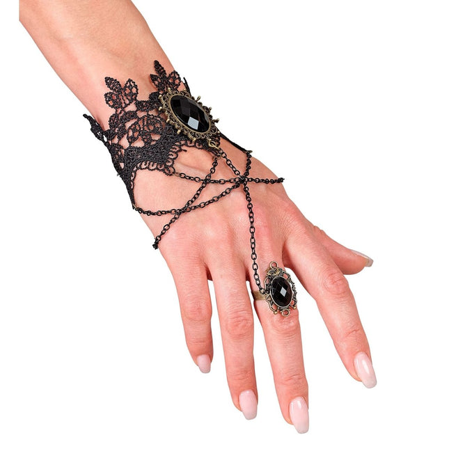 Halloween Armband Zwarte Steen Kant van Widmann koop je bij Partywinkel
