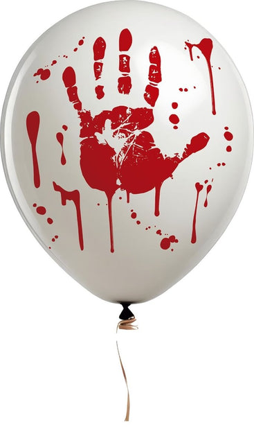Halloween Ballonnen Handafdruk Bloed 30cm 10st van Fiestas Guirca koop je bij Partywinkel