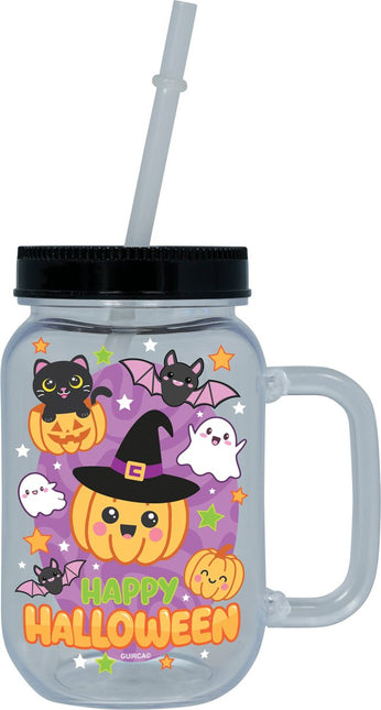 Halloween Beker Pompoen Met Rietje van Fiestas Guirca koop je bij Partywinkel