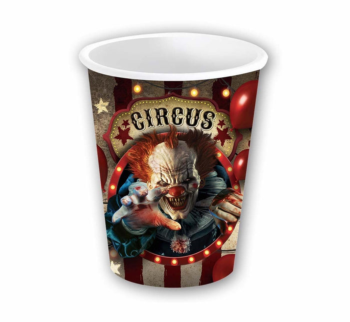 Halloween Bekers Clown 240ml 6st van Fiestas Guirca koop je bij Partywinkel