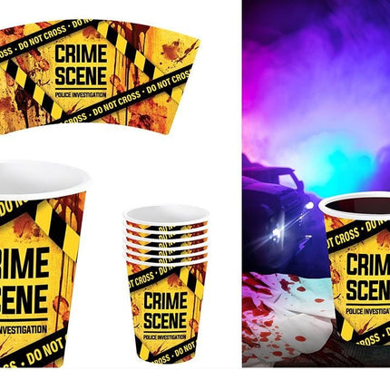 Halloween Bekers Geel Crime Scene van Fiestas Guirca koop je bij Partywinkel