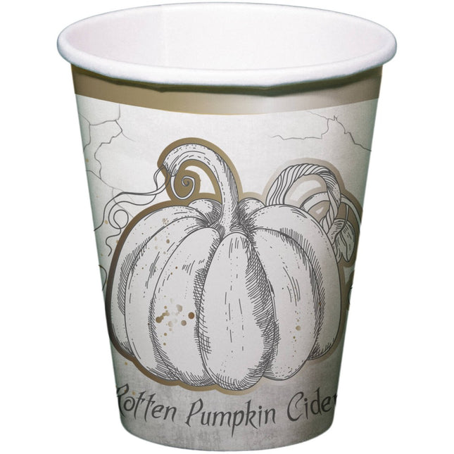 Halloween Bekers Pompoen 250ml 8st van Folat koop je bij Partywinkel