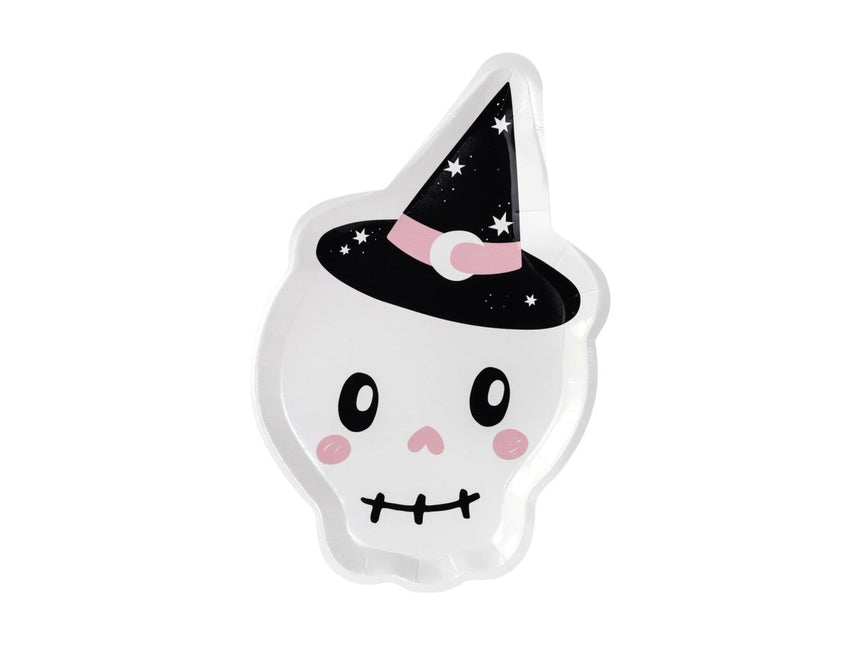 Halloween Borden Doodshoofd 27cm 6st van Partydeco koop je bij Partywinkel
