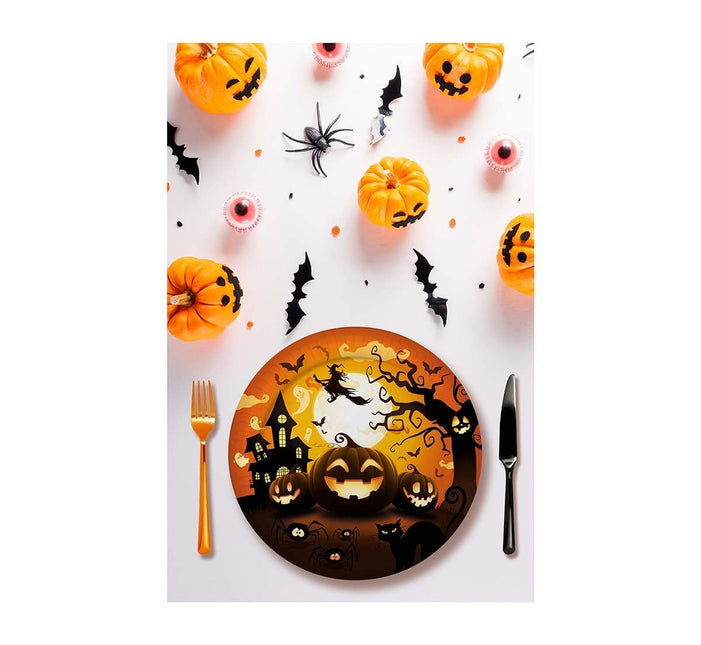 Halloween Borden Pompoen 23cm 6st van Fiestas Guirca koop je bij Partywinkel