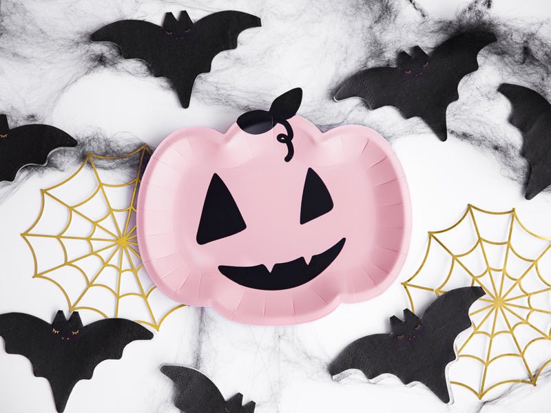 Halloween Borden Pompoen Roze 25cm 6st van Partydeco koop je bij Partywinkel