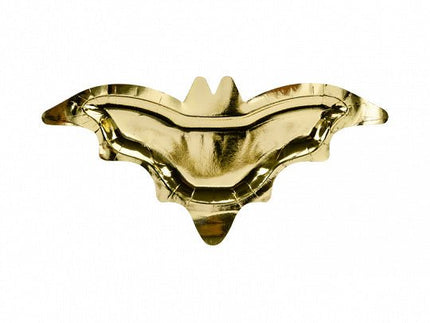 Halloween Borden Vleermuis Goud 37,5cm 6st van Partydeco koop je bij Partywinkel