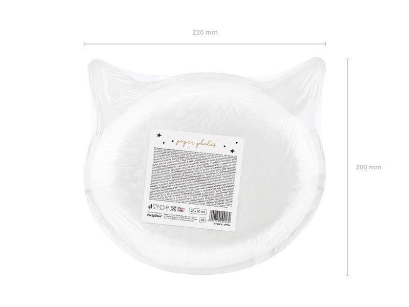 Halloween Borden Zwarte Kat 22cm 6st van Partydeco koop je bij Partywinkel
