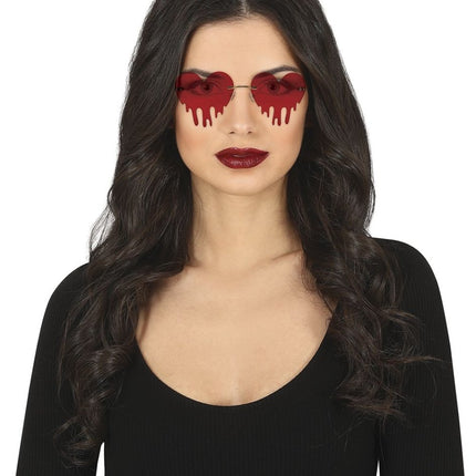 Halloween Bril Hart Met Bloeddruppels van Fiestas Guirca koop je bij Partywinkel