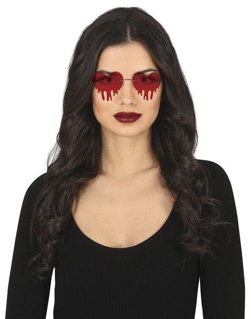 Halloween Bril Hart Met Bloeddruppels van Fiestas Guirca koop je bij Partywinkel