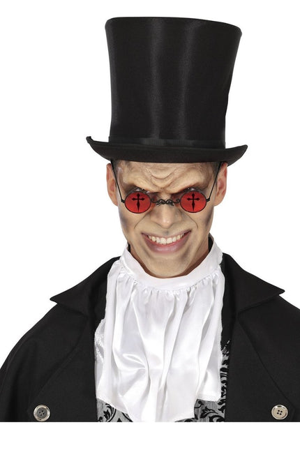 Halloween Bril Rood Zwart Kruis van Fiestas Guirca koop je bij Partywinkel