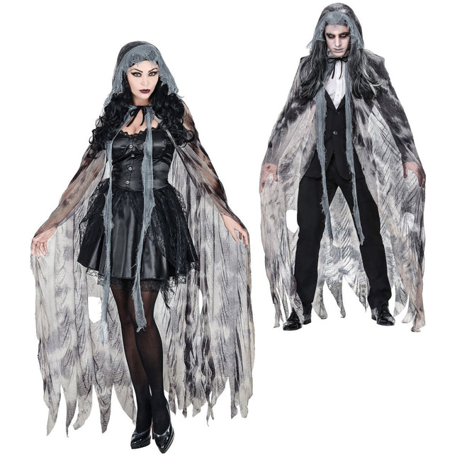 Halloween Cape Grijs Geest van Widmann koop je bij Partywinkel