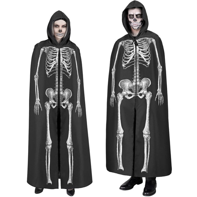 Halloween Cape Wit Zwart Skelet 1,5m van Widmann koop je bij Partywinkel