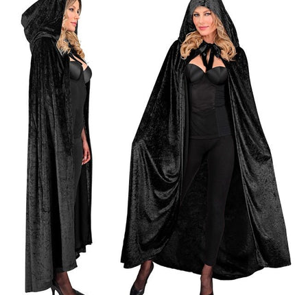 Halloween Cape Zwart Fluweel 1,4m van Widmann koop je bij Partywinkel
