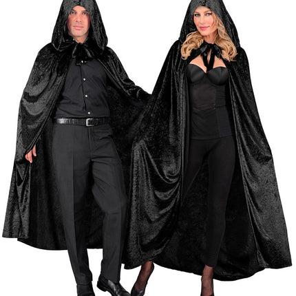 Halloween Cape Zwart Fluweel 1,4m van Widmann koop je bij Partywinkel