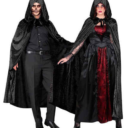 Halloween Cape Zwart Fluweel 1,4m van Widmann koop je bij Partywinkel