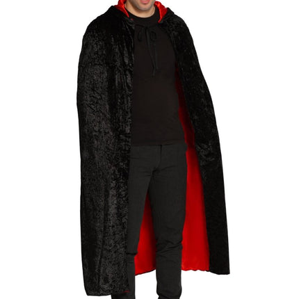 Halloween Cape Zwart Rood Deluxe van Partychimp koop je bij Partywinkel