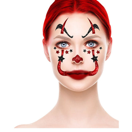 Halloween Gezicht Stickers Clown Glitter 20cm van Fiestas Guirca koop je bij Partywinkel