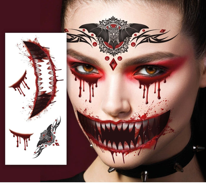 Halloween Gezicht Stickers Vampier 30cm van Fiestas Guirca koop je bij Partywinkel