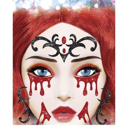 Halloween Gezicht Stickers Vampier Glitter 20cm van Fiestas Guirca koop je bij Partywinkel