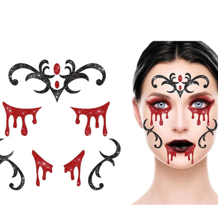 Halloween Gezicht Stickers Vampier Glitter 20cm van Fiestas Guirca koop je bij Partywinkel