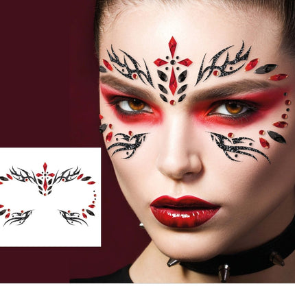 Halloween Gezicht Stickers Zwart Rood van Fiestas Guirca koop je bij Partywinkel