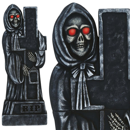 Halloween Grafsteen Grijs Skeletkruis Met Licht 1,2m van Fiestas Guirca koop je bij Partywinkel