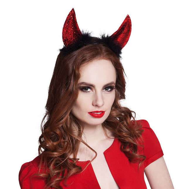 Halloween Haarband Duivel Glitter Rood van Boland koop je bij Partywinkel