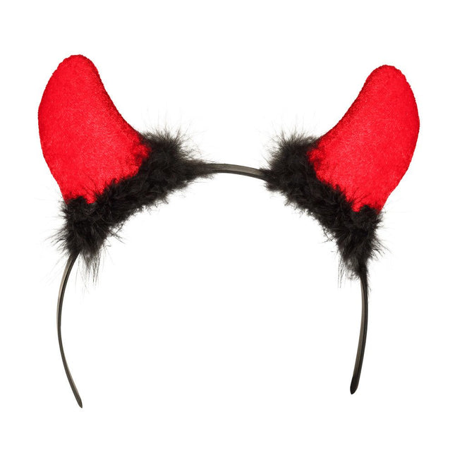 Halloween Haarband Duivelhoorntjes Fluweel van Boland koop je bij Partywinkel