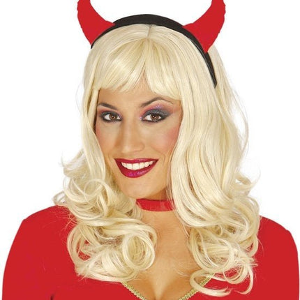 Halloween Haarband Duivelhoorntjes Van Stof van Fiestas Guirca koop je bij Partywinkel