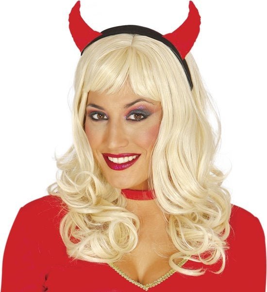 Halloween Haarband Duivelhoorntjes Van Stof van Fiestas Guirca koop je bij Partywinkel