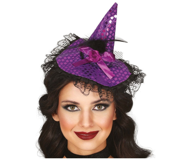 Halloween Haarband Paars Heksenhoed van Fiestas Guirca koop je bij Partywinkel