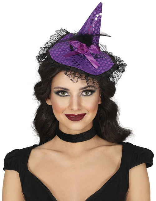 Halloween Haarband Paars Heksenhoed van Fiestas Guirca koop je bij Partywinkel
