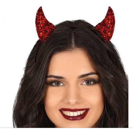 Halloween Haarband Rood Duivel Glitter van Fiestas Guirca koop je bij Partywinkel