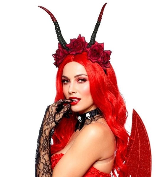 Halloween Haarband Zwart Rood Duivel Bloem van Widmann koop je bij Partywinkel
