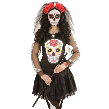 Halloween Haarband Zwart Rood Sluier van Widmann koop je bij Partywinkel