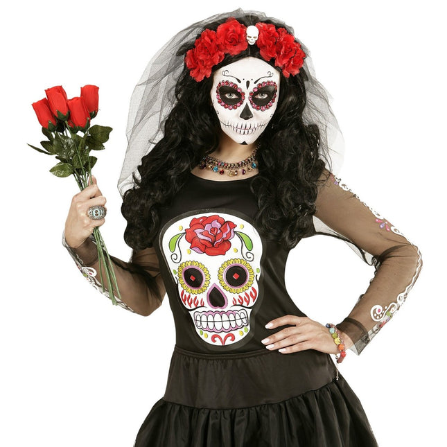 Halloween Haarband Zwart Rood Sluier van Widmann koop je bij Partywinkel