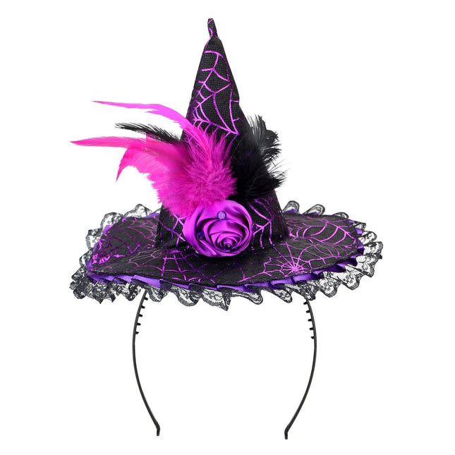 Halloween Haarband Zwart Roze Heks van Widmann koop je bij Partywinkel